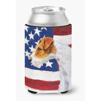 "Caroline's Treasures Fox Terrier Patriotic Decorative Can Hugger, Multicolor"