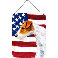 "Caroline's Treasures Fox Terrier Patriotic Metal Print, 16"" x 12"", Multicolor"