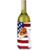 "Caroline's Treasures Fox Terrier Patriotic Decorative Bottle Hugger, 750ml, Multicolor"