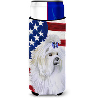 "Caroline's Treasures Maltese Patriotic Decorative Can Hugger, Slim, Multicolor"