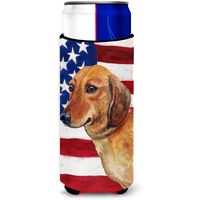 "Caroline's Treasures Dachshund Patriotic Decorative Can Hugger, Slim, Multicolor"