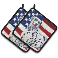 "Caroline's Treasures Dalmatian Patriotic Decorated pot holder, 7.5H x 7.5W, USA American Flag"