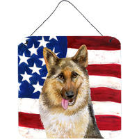 "Caroline's Treasures German Shepherd Patriotic Metal Print, 6h x 6w, USA American Flag"