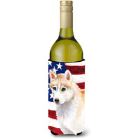 "Caroline's Treasures Siberian Husky Patriotic Decorative Bottle Hugger, 750ml, Multicolor"