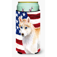 "Caroline's Treasures Siberian Husky Patriotic Decorative Can Hugger, Tall Boy, Multicolor"