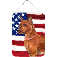 "Caroline's Treasures Miniature Pinscher Patriotic Metal Print, 16"" x 12"", Multicolor"