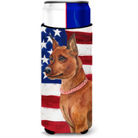 "Caroline's Treasures Miniature Pinscher Patriotic Decorative Can Hugger, Slim, Multicolor"
