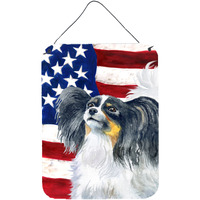 "Caroline's Treasures Papillon Patriotic Metal Print, 16"" x 12"", Multicolor"