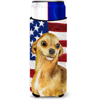 "Caroline's Treasures Chihuahua Patriotic Decorative Can Hugger, Slim, Multicolor"