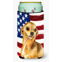 "Caroline's Treasures Chihuahua Patriotic Decorative Can Hugger, Tall Boy, Multicolor"