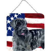 "Caroline's Treasures Giant Schnauzer Patriotic Metal Print, 6h x 6w, USA American Flag"
