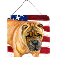 "Caroline's Treasures Shar Pei Patriotic Metal Print, 6h x 6w, USA American Flag"