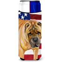 "Caroline's Treasures Shar Pei Patriotic Decorative Can Hugger, Slim, Multicolor"