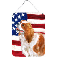 "Caroline's Treasures Cavalier Spaniel Patriotic Metal Print, 16"" x 12"", Multicolor"