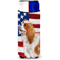 "Caroline's Treasures Cavalier Spaniel Patriotic Decorative Can Hugger, Slim, Multicolor"