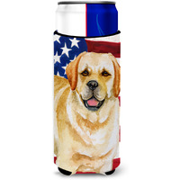 "Caroline's Treasures Golden Retriever Patriotic Decorative Can Hugger, Slim, Multicolor"
