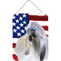 "Caroline's Treasures Shih Tzu Patriotic Metal Print, 16"" x 12"", Multicolor"