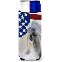 "Caroline's Treasures Shih Tzu Patriotic Decorative Can Hugger, Slim, Multicolor"