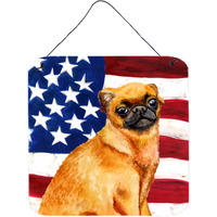 "Caroline's Treasures Small Brabant Griffon Patriotic Metal Print, 6h x 6w, USA American Flag"