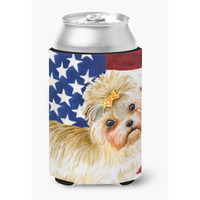 "Caroline's Treasures Morkie Patriotic Decorative Can Hugger, Multicolor"