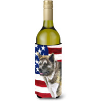 "Caroline's Treasures American Akita Patriotic Decorative Bottle Hugger, 750ml, Multicolor"