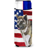 "Caroline's Treasures American Akita Patriotic Decorative Can Hugger, Slim, Multicolor"