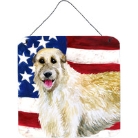 "Caroline's Treasures Irish Wolfhound Patriotic Metal Print, 6h x 6w, USA American Flag"