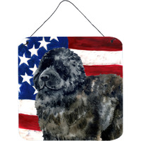 "Caroline's Treasures Newfoundland Patriotic Metal Print, 6h x 6w, USA American Flag"