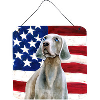 "Caroline's Treasures Weimaraner Patriotic Metal Print, 6h x 6w, USA American Flag"