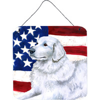 "Caroline's Treasures Maremma Sheepdog Patriotic Metal Print, 6h x 6w, USA American Flag"