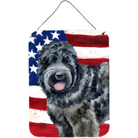 "Caroline's Treasures Black Russian Terrier Patriotic Metal Print, 16"" x 12"", Multicolor"