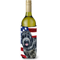 "Caroline's Treasures Black Russian Terrier Patriotic Decorative Bottle Hugger, 750ml, Multicolor"