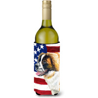 "Caroline's Treasures Saint Bernard Patriotic Decorative Bottle Hugger, 750ml, Multicolor"