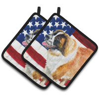 "Caroline's Treasures Saint Bernard Patriotic Decorated pot holder, 7.5H x 7.5W, USA American Flag"