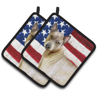 "Caroline's Treasures Thai Ridgeback Patriotic Decorated pot holder, 7.5H x 7.5W, USA American Flag"