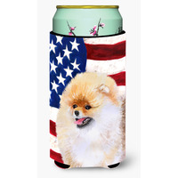 "Caroline's Treasures Pomeranian Patriotic Decorative Can Hugger, Tall Boy, Multicolor"
