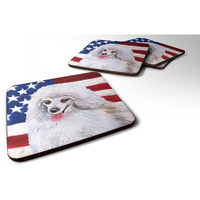"Caroline's Treasures Medium White Poodle Patriotic Decorative coasters, Multicolor"
