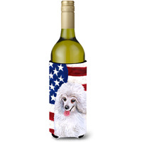 "Caroline's Treasures Medium White Poodle Patriotic Decorative Bottle Hugger, 750ml, Multicolor"