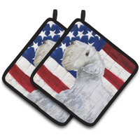 "Caroline's Treasures Sealyham Terrier Patriotic Decorated pot holder, 7.5H x 7.5W, USA American Flag"