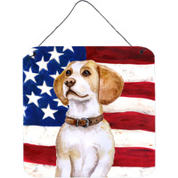 "Caroline's Treasures Beagle Patriotic Metal Print, 6h x 6w, USA American Flag"