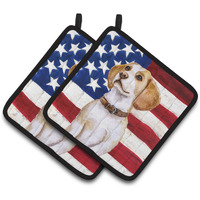 "Caroline's Treasures Beagle Patriotic Decorated pot holder, 7.5H x 7.5W, USA American Flag"