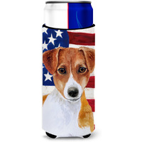 "Caroline's Treasures Jack Russell Terrier Patriotic Decorative Can Hugger, Slim, Multicolor"