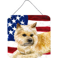"Caroline's Treasures Cairn Terrier Patriotic Metal Print, 6h x 6w, USA American Flag"