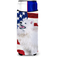 "Caroline's Treasures Samoyed Patriotic Decorative Can Hugger, Slim, Multicolor"