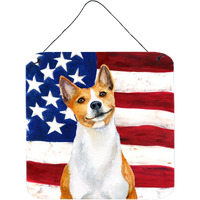"Caroline's Treasures Basenji Patriotic Metal Print, 6h x 6w, USA American Flag"