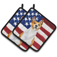 "Caroline's Treasures Basenji Patriotic Decorated pot holder, 7.5H x 7.5W, USA American Flag"