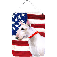 "Caroline's Treasures Bull Terrier Patriotic Metal Print, 16"" x 12"", Multicolor"