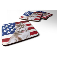 "Caroline's Treasures Siberian Husky Grey Patriotic Decorative coasters, Multicolor"