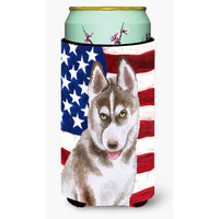 "Caroline's Treasures Siberian Husky Grey Patriotic Decorative Can Hugger, Tall Boy, Multicolor"