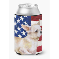 "Caroline's Treasures Chihuahua Leg up Patriotic Decorative Can Hugger, Multicolor"
